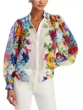 Alice + Olivia Rosanne Floral Button-Up Blouse